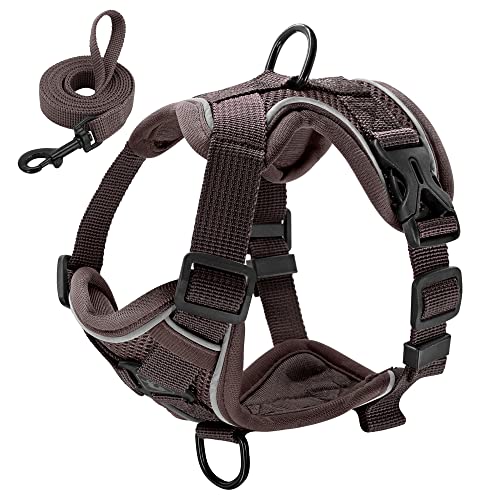 Haustierzubehör Reflektierende Nylon -Mesh -Hundekabelbaum -Leine Set einstellbare Hundekabelbaumweste Leine for kleine mittelgroße Hunde (Color : Brown, Size : A) von KASUK