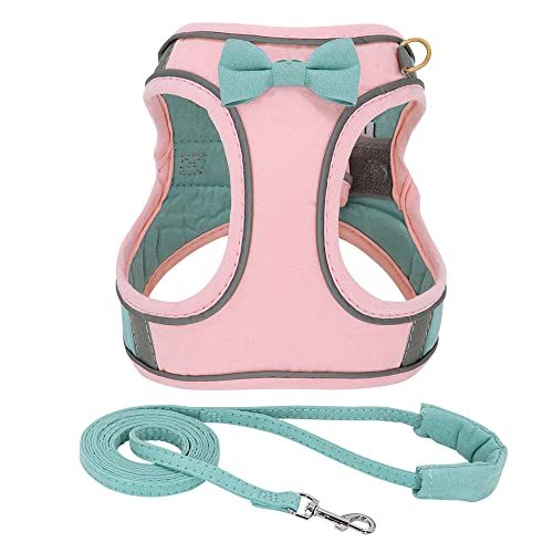 Haustierzubehör Süße Carness -Leine Set Sweet Bowknot -Haustiere Welpe Katze Kleidung Weste Aurtierbar (Color : Pink, Size : A) von KASUK