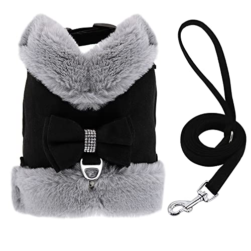 Haustierzubehör Süße Hundekatze Gurt Leine Set warme Winter Haustiere Welpe Kleidung Weste kleine Hundebelte Kleidung (Color : Black, Size : XS1) von KASUK