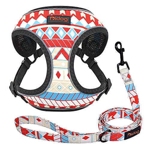 Haustierzubehör Verstellbarer Nylonhundkabelbaum Leine Set Reflection Printed Mesh Welpen Weste Haustier Walking -Leinen Blei for kleine mittelgroße Hunde (Color : White, Size : M1) von KASUK