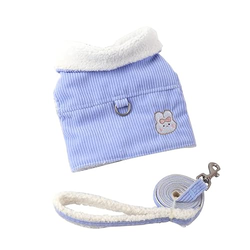 Haustierzubehör Warm Hundekleidung Fleece süße Hunde Weste Kabelbaum Set for Herbst- und Winterkatze Kleidung (Color : Blue, Size : B) von KASUK