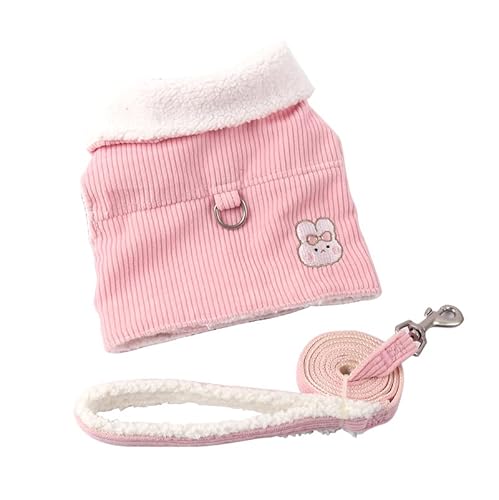 Haustierzubehör Warm Hundekleidung Fleece süße Hunde Weste Kabelbaum Set for Herbst- und Winterkatze Kleidung (Color : Pink, Size : A) von KASUK