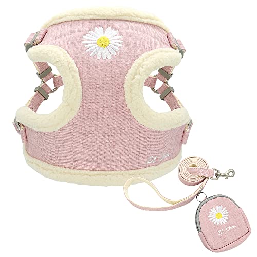 Haustierzubehör Weich warmes Haustierhundgurte Weste Leine Set einstellbar gepolstertes Welpenkatzenzins Blei for kleine mittelgroße Hunde Katzen (Color : Pink, Size : B) von KASUK