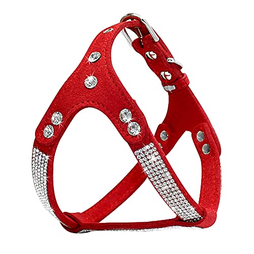 Haustierzubehör Weiche Wildleder Leder Welpe Hundegurt Strass Strass Haustierkatze Weste Gurte for kleine mittelgroße Hunde (Color : Red, Size : M1) von KASUK