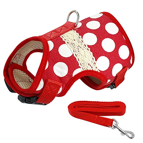 Haustierzubehör Weicher Druckhundkabelbaum und Leine Pet Puppy Cat Weste Jacke for kleine mittelgroße Hundeweste (Color : Red Dot, Size : XL1) von KASUK