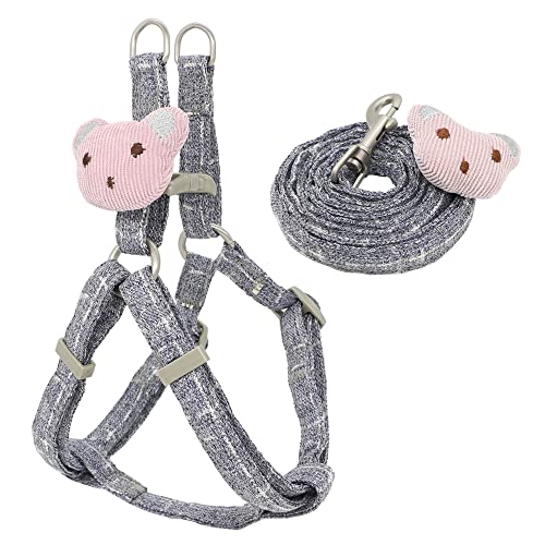 Haustierzubehör Weiches Hundekabelbaum Leinenkragen Set Verstellbare Cartoons Bärenhundkabelbaum for kleine mittelgroße Haustiere Katzenkragen Leine (Color : Gray, Size : S-1.0cm) von KASUK