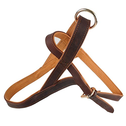 Haustierzubehör Weit echter Lederhundkabelbraun for Wandertraining mittelgroße Hunde 30-36 Brustgröße (Color : Brown, Size : A) von KASUK