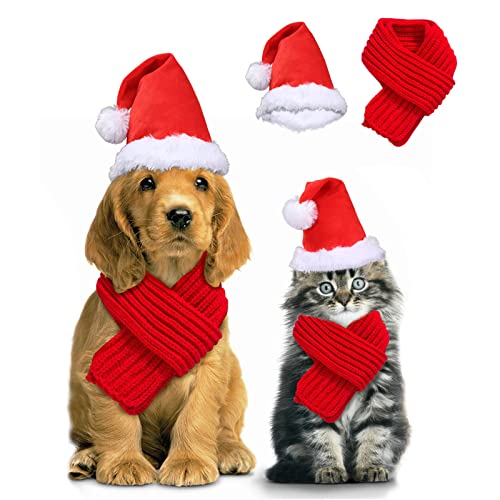 KATELUO 2 Stück Haustier Weihnachtskostüme Set, Weihnachtsmütze Hunde Katzen Schal Weihnachten Katzenkostüm Hundekostüm, Plüsch Haustier Weihnachtsmütze Verstellbare für Kleine Mittlere Haustiere KATELUO 2 Stück Haustier Weihnachtskostüme Set, Weihnachtsmütze Hunde Katzen Schal Weihnachten Katzenkostüm Hundekostüm, Plüsch Haustier Weihnachtsmütze Verstellbare für Kleine Mittlere Haustiere von KATELUO