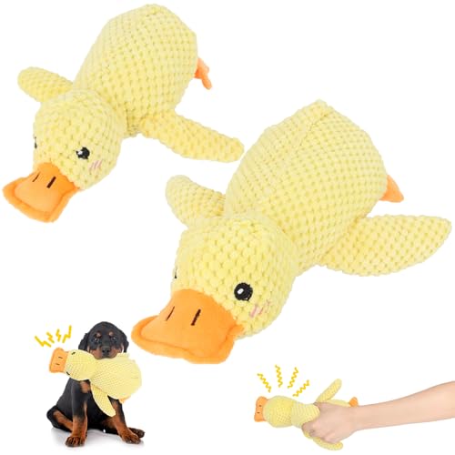 KATIMI 2 Stück Anti Stress Ente Hund, Quack-Quack Duck Hundespielzeug Unzerstörbar, Anti Stress Ente für Hunde, Hundespielzeug Ente für Alle Hunde Geeignet (Kleine, Mittlere) von KATIMI