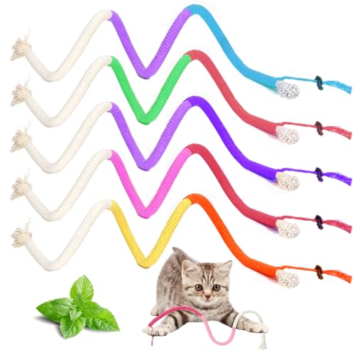KATIMI 5 Stück Katzenminze Spielzeug Beißseil, Interaktive Katze Seil Spielzeug, Katzenspielzeug Beißseil, Katzenminze Stick, Catnip Katzenspielzeug Kauseil für Gesunde Zähne & Stressabbau bei Katzen von KATIMI