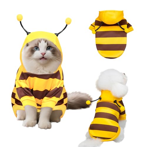 Bienenkostüm mit Kapuze und Antennen, gestreifter Kapuzenpullover für kleine Hunde, Katzen, Welpen und Kätzchen, Halloween, Cosplay, Urlaub, Party, warme Haustierbekleidung Bienenkostüm mit Kapuze und Antennen, gestreifter Kapuzenpullover für kleine Hunde, Katzen, Welpen und Kätzchen, Halloween, Cosplay, Urlaub, Party, warme Haustierbekleidung von KATOLK