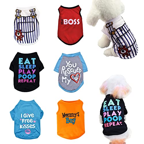 KATOLK 6 Stück Hundekleidung für kleine Hunde Junge und Mädchen, weiche und atmungsaktive WelpenKätzchenHundeshirts mit Buchstaben für Haustier Hunde Katzen, Sommer Hund TShirts Bekleidung von KATOLK