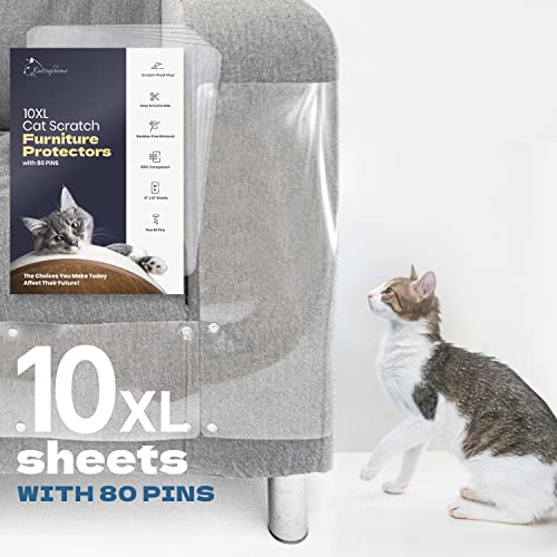 KatSupreme Kratzabschreckungsband für Katzen, transparent, Anti-Kratz-Trainingsbänder, Couchschutz, rückstandsfrei, Bögen à 30,5 x 43,2 cm (vorgeschnitten), Stifte enthalten (10 Blatt), 10 Stück von KATSUPREME