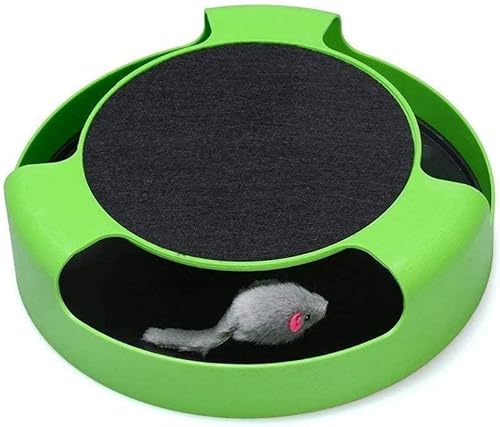 KAV Fangen Sie die rotierende Maus Plüsch bewegliche Chase Spielzeug mit interaktiver Kratzkrallenpflege Spielmatte für Katzen Kätzchen Spielen Indoor und Outdoor von KAV