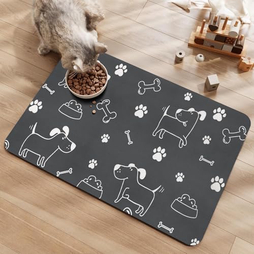 Napfunterlage Hund katzen Hundenapf Unterlage: 30x50 cm Saugfähig Unterlage Hundenapf Rutschfeste Futtermatte Hund Futterunterlage Hund Matte Futternapf Fressnapf Unterlage Haustiere Hund Unterlage von KAZOLEN