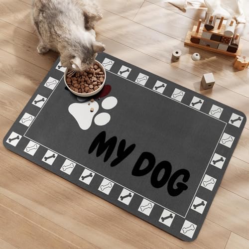 Napfunterlage Hund katzen Hundenapf Unterlage: 40x60 cm Saugfähig Unterlage Hundenapf Rutschfeste Futtermatte Hund Futterunterlage Hund Matte Futternapf Fressnapf Unterlage Haustiere Hund Unterlage von KAZOLEN