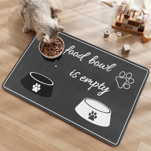KAZOLEN Hundefutter Matte Absorbierend Anti-Rutsch: Grau große Haustier Fütterung Matte 40x60cm personalisierte Gummi Katze Platzset für von KAZOLEN