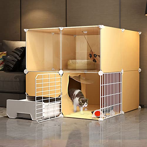 Haustier-Laufstall, großer Katzenkäfig für den Innenbereich, Metalldraht, tragbarer Gartenzaun, Katzenkäfige für den Innenbereich, groß, mit Katzentoilette und Tür, Metalldraht-Gehegezaun fü Haustier-Laufstall, großer Katzenkäfig für den Innenbereich, Metalldraht, tragbarer Gartenzaun, Katzenkäfige für den Innenbereich, groß, mit Katzentoilette und Tür, Metalldraht-Gehegezaun fü von KAZUP