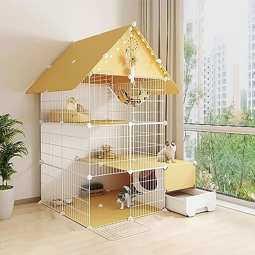 Katzenkäfig für den Innenbereich, großer DIY-Laufstall für Haustiere, Katzengehege, kleines Tierhaus, abnehmbare Katzenkiste mit Katzentoilette, großer Übungsort, ideal für Katzen (Größe: 11 Katzenkäfig für den Innenbereich, großer DIY-Laufstall für Haustiere, Katzengehege, kleines Tierhaus, abnehmbare Katzenkiste mit Katzentoilette, großer Übungsort, ideal für Katzen (Größe: 11 von KAZUP