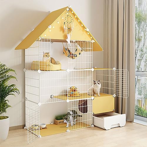 Katzenkäfig für den Innenbereich, großer DIY-Laufstall für Haustiere, Katzengehege, kleines Tierhaus, abnehmbare Katzenkiste mit Katzentoilette, großer Übungsort, ideal für Katzen (Größe: 11 Katzenkäfig für den Innenbereich, großer DIY-Laufstall für Haustiere, Katzengehege, kleines Tierhaus, abnehmbare Katzenkiste mit Katzentoilette, großer Übungsort, ideal für Katzen (Größe: 11 von KAZUP