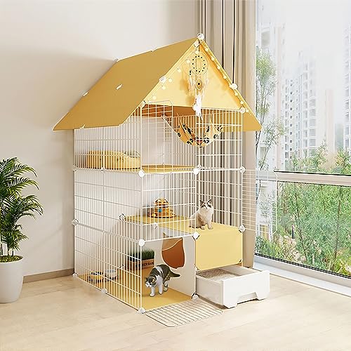 Katzenkäfig für den Innenbereich, großer DIY-Laufstall für Haustiere, Katzengehege, kleines Tierhaus, abnehmbare Katzenkiste mit Katzentoilette, großer Übungsort, ideal für Katzen (Größe: 75 Katzenkäfig für den Innenbereich, großer DIY-Laufstall für Haustiere, Katzengehege, kleines Tierhaus, abnehmbare Katzenkiste mit Katzentoilette, großer Übungsort, ideal für Katzen (Größe: 75 von KAZUP