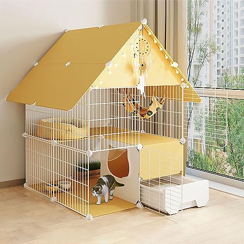 Katzenkäfig für den Innenbereich, großer DIY-Laufstall für Haustiere, Katzengehege, kleines Tierhaus, abnehmbare Katzenkiste mit Katzentoilette, großer Übungsort, ideal für Katzen (Größe: 75 Katzenkäfig für den Innenbereich, großer DIY-Laufstall für Haustiere, Katzengehege, kleines Tierhaus, abnehmbare Katzenkiste mit Katzentoilette, großer Übungsort, ideal für Katzen (Größe: 75 von KAZUP