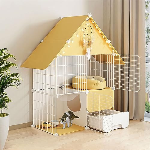 Katzenkäfig für den Innenbereich, großer DIY-Laufstall für Haustiere, Katzengehege, kleines Tierhaus, abnehmbare Katzenkiste mit Katzentoilette, großer Übungsort, ideal für Katzen (Größe: 75 Katzenkäfig für den Innenbereich, großer DIY-Laufstall für Haustiere, Katzengehege, kleines Tierhaus, abnehmbare Katzenkiste mit Katzentoilette, großer Übungsort, ideal für Katzen (Größe: 75 von KAZUP