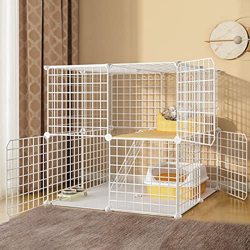 Katzenkäfig – mittelgroße Hundekäfige, Hamster-Laufstall, Katzen-Laufstall, DIY-Haustier-Laufstall, Metallgehege, Netz mit Tür für Kaninchen, Igel, Katzen, Meerschweinchen, Katzenkäfig-Zubeh von KAZUP