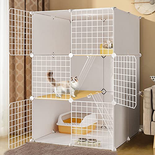 Katzenkäfig – mittelgroße Hundekäfige, Hamster-Laufstall, Katzen-Laufstall, DIY-Haustier-Laufstall, Metallgehege, Netz mit Tür für Kaninchen, Igel, Katzen, Meerschweinchen, Katzenkäfig-Zubeh von KAZUP