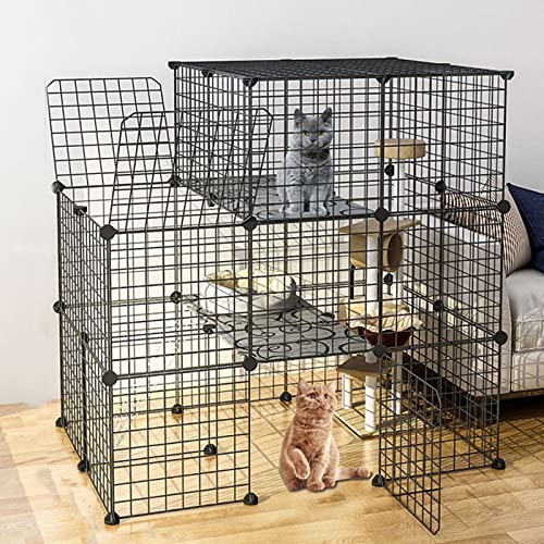 Katzenkäfige für den Innenbereich, Katzengehege – DIY-Laufstall für Haustiere, Haustierkäfige für Katzen, Metallgehege mit Tür für kleine Haustiere, Kaninchen, Igel, Katzen, Meerschweinchen, von KAZUP