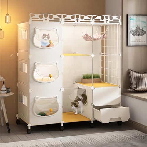 Katzenkäfige für den Innenbereich, Laufstall für Haustiere, mit unabhängiger Katzentoilette, mit frei zugänglicher Katzentür, leicht zu reinigen, großer Spielplatz, für 1–2 Katzen, Frettchen von KAZUP