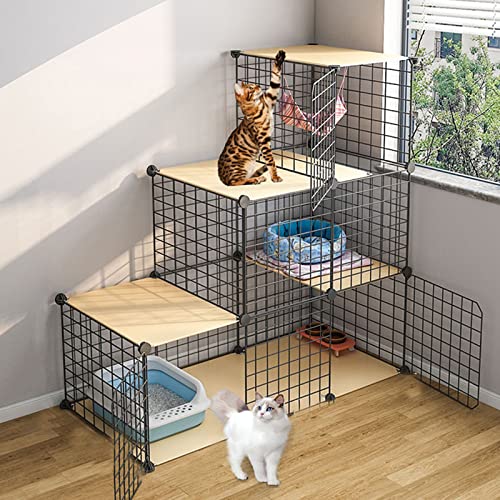 Katzenlaufstall – Frettchenkäfig, Katzengehege, Metalldrahtgitter, Aufbewahrung, Lagerkästen, Regale, modulares Bücherregal, Schrank, ideal für Zuhause, Wohnzimmer, Büro von KAZUP