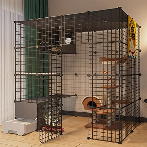 Katzenlaufstall – Katzenkäfige für den Innenbereich, Katzenstall mit Tür und geschlossener Katzentoilette, DIY-Laufstall für Haustiere, Kleintierkäfig für Kätzchen, Meerschweinchen, Hasen un von KAZUP