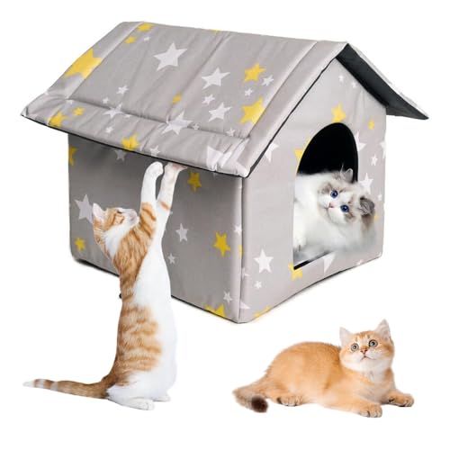 KBIBCK Katzenhaus für Draußen Winterfest, Winterfest Wasserdicht Katzenhöhle Katzenhaus, Faltbares Katzenhaus Outdoor, Pet Tierheim für Katzen, Hundehaus Tierheim für Streuner (Grau & Weiß, L) KBIBCK Katzenhaus für Draußen Winterfest, Winterfest Wasserdicht Katzenhöhle Katzenhaus, Faltbares Katzenhaus Outdoor, Pet Tierheim für Katzen, Hundehaus Tierheim für Streuner (Grau & Weiß, L) von KBIBCK