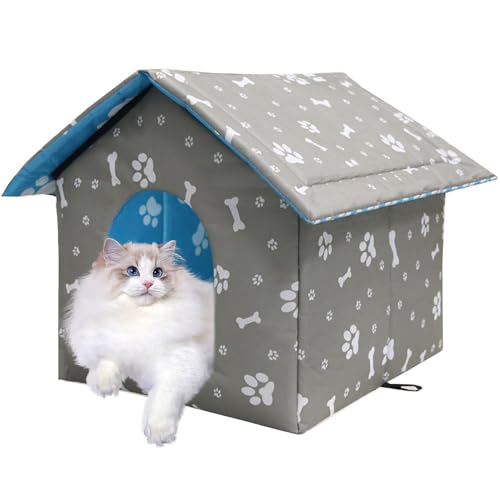 KBIBCK Katzenhaus für Draußen Winterfest, Winterfest Wasserdicht Katzenhöhle Katzenhaus, Faltbares Katzenhauss Outdoor, Pet Tierheim für Katzen, Hundehaus Tierheim für Streuner Haustiere,45x43x40cm, L von KBIBCK