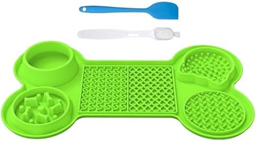 Hund Leckmatte, Hund Slow Feeder Bowl Matte, Hund Katze Lecken Pad für Butter Joghurt Erdnuss Frozen Food, Dog Treats Futtermatte für Angstlinderung, Hund Puzzle Anreicherung Spielzeug Silikon von KBJDSPM
