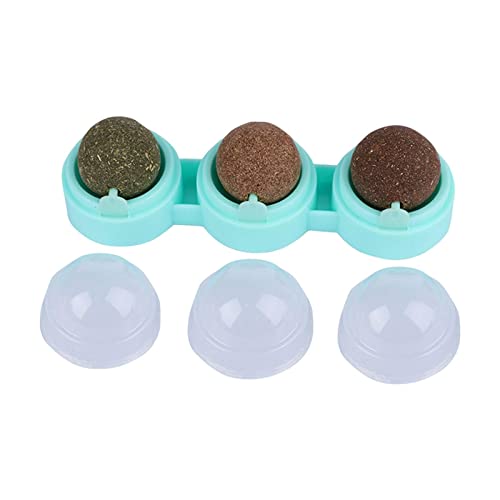 3-teiliges Katzenminze-Bälle-Set, interaktives, leichtes Kätzchen-Katzenspielzeug für Wand, Boden, blau, blaue Basis, 3-in-1 von KBOLAE