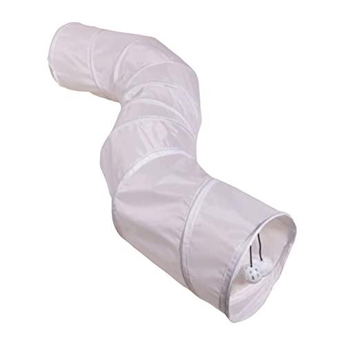 Kitten Tunnel Tube Training Gefaltetes Kätzchen Katzenspielzeug mit Spielball Katzentunnel S-Form Weiß von KBOLAE