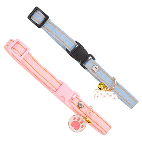2pcs Breakaway Cat Collar Verstellbare Baumwollhalsdekoration für Innenkatzen Denim Denim für tägliche Verschleiß- und Fotoshootings 2pcs Breakaway Cat Collar Verstellbare Baumwollhalsdekoration für Innenkatzen Denim Denim für tägliche Verschleiß- und Fotoshootings von KCHSRKHXC