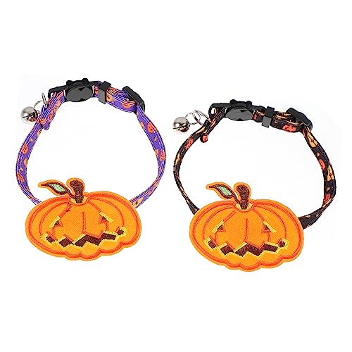 2pcs Halloween Pet Collars für Katzen und Hunde langlebige Kürbisketten mit Glocken Leichter Kostümzubehör für Festival -Party -Foto -Requisite von KCHSRKHXC