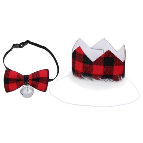2pcs Weihnachtstierkragen mit Bell Elastic Fliege und entzückender Hut für Hunde Leicht komfortable Urlaubszubehör 2pcs Weihnachtstierkragen mit Bell Elastic Fliege und entzückender Hut für Hunde Leicht komfortable Urlaubszubehör von KCHSRKHXC