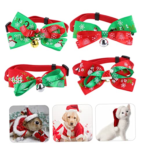 4-teiliges verstellbares Weihnachts-Haustierhalsband-Set mit Glöckchen, bunt, Weihnachts-Hunde-Halskette für den Urlaub, dekoratives festliches Accessoire für Welpen und Hunde 4-teiliges verstellbares Weihnachts-Haustierhalsband-Set mit Glöckchen, bunt, Weihnachts-Hunde-Halskette für den Urlaub, dekoratives festliches Accessoire für Welpen und Hunde von KCHSRKHXC
