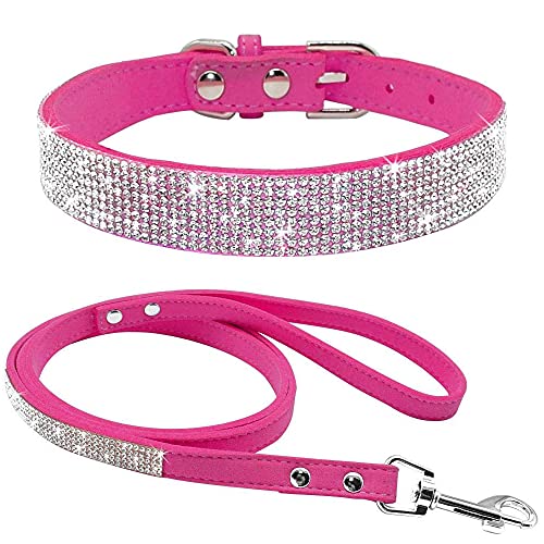 Hundehalsband mit Strasssteinen Weiche Wildlederkragen für mittlere Hunde, glitzernde Diamanten für Hunde und Katzen von KCHSRKHXC