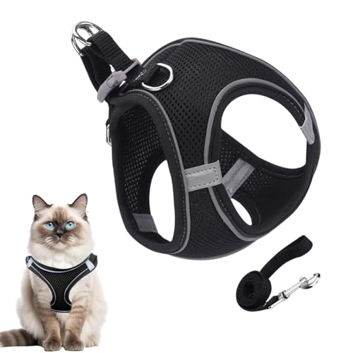 Katzengeschirr, verstellbares Katzengeschirr zum Spazierengehen – für kleine, mittelgroße und große Kätzchen, Weste, Halsband, Haustierzubehör für Reisen, Outdoor, Rucksack, Training Katzengeschirr, verstellbares Katzengeschirr zum Spazierengehen – für kleine, mittelgroße und große Kätzchen, Weste, Halsband, Haustierzubehör für Reisen, Outdoor, Rucksack, Training von KCHSRKHXC