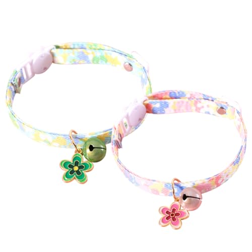 Verstellbares, dekoratives Haustierhalsband mit Glöckchen, niedliches Katzen- und Hundehalsband mit Blumenanhänger, bequem und leicht, für Kätzchen und kleine Haustiere für Partys und Festivals, 2 Verstellbares, dekoratives Haustierhalsband mit Glöckchen, niedliches Katzen- und Hundehalsband mit Blumenanhänger, bequem und leicht, für Kätzchen und kleine Haustiere für Partys und Festivals, 2 von KCHSRKHXC