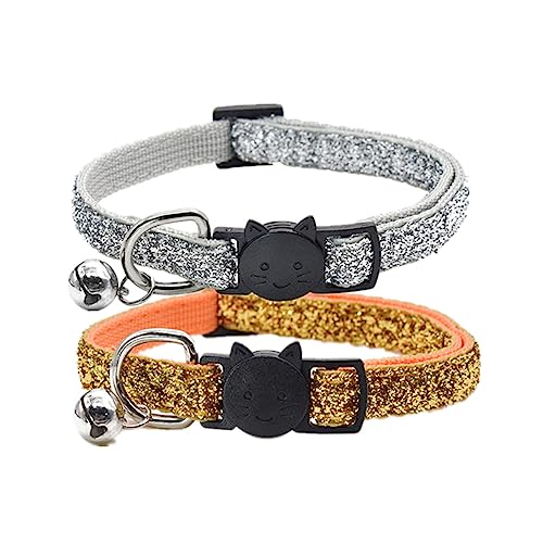 Verstellbares Haustierhalsband-Set für Hunde und Katzen, robuster Sicherheitsclip mit stilvollem Sier und dunkelgelbem Design, bequemer Halsring, Zubehör für Kätzchen und Haustierbedarf, 2 Stück Verstellbares Haustierhalsband-Set für Hunde und Katzen, robuster Sicherheitsclip mit stilvollem Sier und dunkelgelbem Design, bequemer Halsring, Zubehör für Kätzchen und Haustierbedarf, 2 Stück von KCHSRKHXC