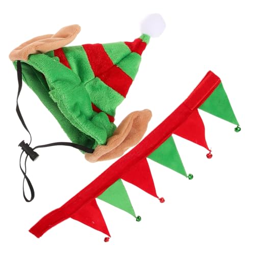 Weihnachtliches Haustier-Kostüm-Set, Elfenmütze und Halsband für Hunde, leicht und bequem, Urlaubskopfbedeckung für Haustiere für Partys und unvergessliche Momente von KCHSRKHXC