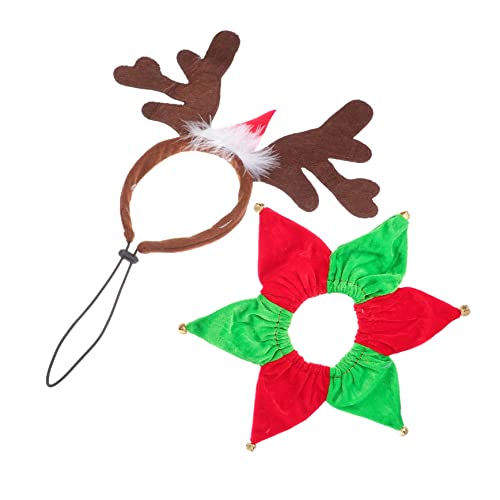 Weihnachtstierstirnband- und Halskragen weiche Plüsch -Rentiergeweih und festlicher Schal für Hunde und Katzen komfortable Urlaubsfeier -Accessoire für gemütliche Fotos und Feierlichkeiten von KCHSRKHXC