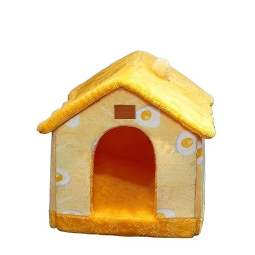 Faltbares Hundehaus, Hundebett, Haustier-Winter, for kleine und mittelgroße Hunde, warmes Haus, Haustierbedarf, Welpenhöhle, Sofa (Color : Yellow, Size : L 53x46x43cm) von KCHYCV