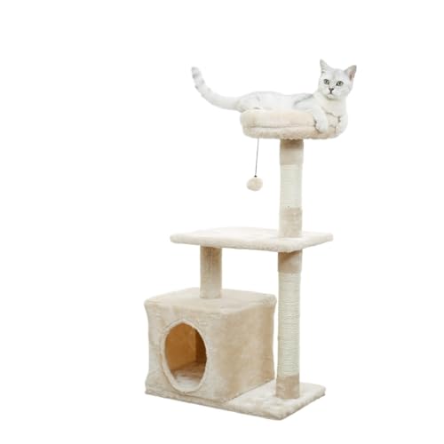 Haustier-Katzen-Korkhaus mit Ball-Kratzspielzeug, niedlichen soliden Möbeln, Katzen-Klettergerüst (Color : AMT0043BG, Size : 1) von KCHYCV